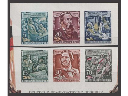 1955, 5-70 Pf série Fridrich Engels, soutisky, Nr.485-90B, **