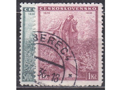 1936, 50h-1Kč Mácha, Nr.298-9, razítkované, ilustrační foto
