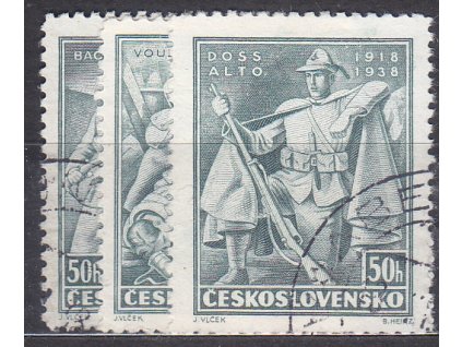 1938, 50h Vojenské, 3 hodnoty, Nr.336-8, razítkované, ilustrační foto