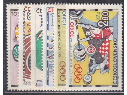 1964, 60h-2.80Kčs Tokio, série, Nr.1394-9, **