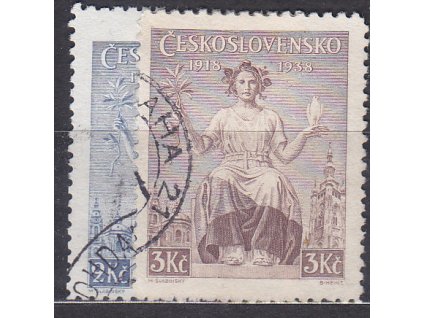 1938, 2-3Kč Republika, Nr.348-9, razítkované, ilustrační foto