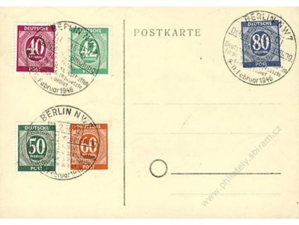 Společné vydání, pamětní karta vyfr. sérií zn. MiNr.911-37, DR Berlin 11.2.1946, neprošlé