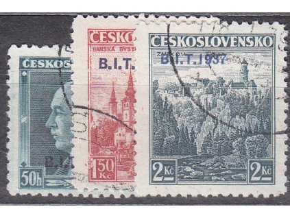 1937, 50k-2Kč BIT, Nr.326-8, razítkované, ilustrační foto
