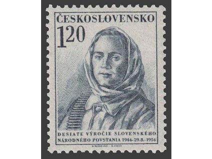 1954, 1.20 Kčs Partizánka, DV - čára přes "LO", Nr.797, **