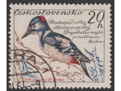 1959, 20 h Ptactvo, VV - modrá barva chybí, Nr.1078, razítko