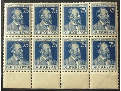 Společné vydání, 1947, 75Pf Stephan, dolní kraj. 8blok s DZ 2, MiNr.964, **