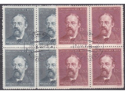 1944, 60h-1.20K Smetana, razítkované 4bloky, Nr.118-19, ilustrační foto