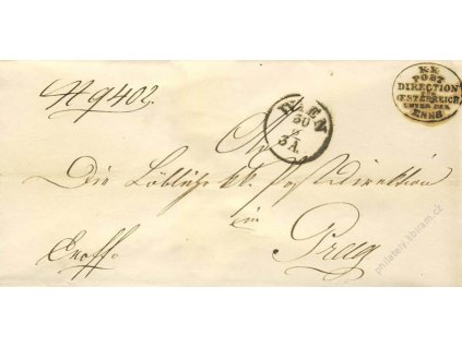 Wien, razítko K.K.Post direction, dopis z roku 1858