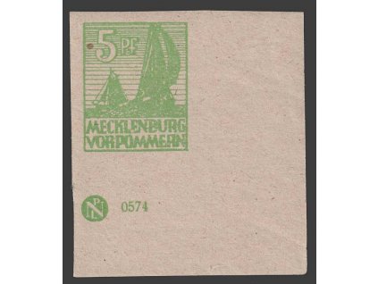 Mecklenburg-Vorpommern, 1946, 5 Pf Loď, DZ, MiNr32y, **