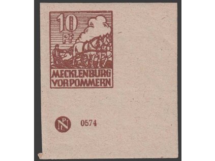 Mecklenburg-Vorpommern, 1946, 10 Pf Zemědělec, DZ, **
