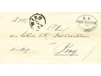 Wien + K.K. Post Direction, dopis z roku 1879