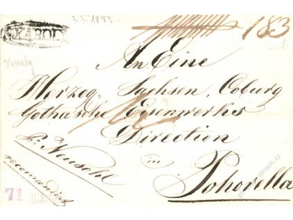 N.Karoly, skládaný dopis z roku 1847