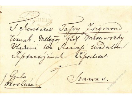 Gwawarden, skládaný dopis z roku 1845, stopy stáří a pošt. provozu