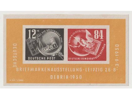 1950, 12-84 Pf aršík DEBRIA, MiNr.Bl.7,  **