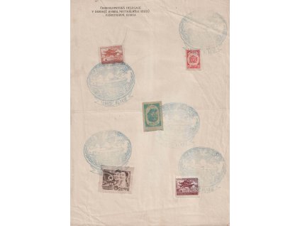 Korea-Nord, 1957, pamětní list se známkami a razítky, A4