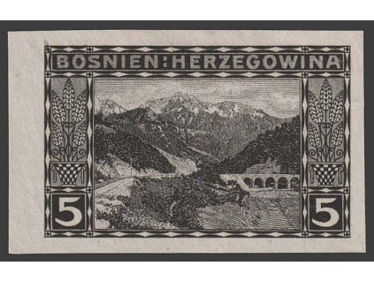 1910, 5 H černotisk na křídovém papíru, MiNr.48, (*) , fald