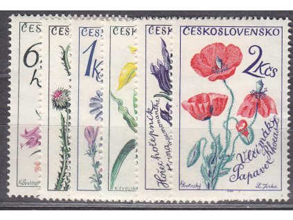 1964, 60h-2Kčs série Květiny, Nr.1377-82, **, ilustrační foto