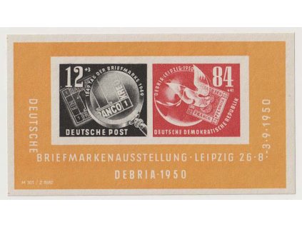 1950, 12-84 Pf aršík DEBRIA, MiNr.Bl.7, **