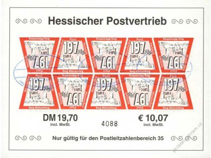 Hessischer Postvertrieb, pamětní razítko, hledané