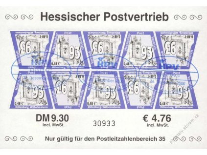 Hessischer Postvertrieb, pamětní razítko, hledané