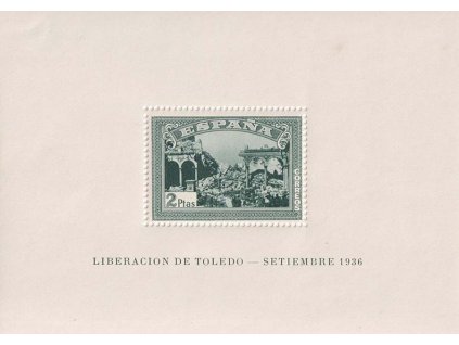 1937, 2 Pta aršík Toledo, MiNr.Bl.8A, **/* , skvrny