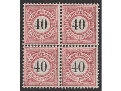 Württemberg, 1900, 40 Pf číslice, 4blok, MiNr.62, **