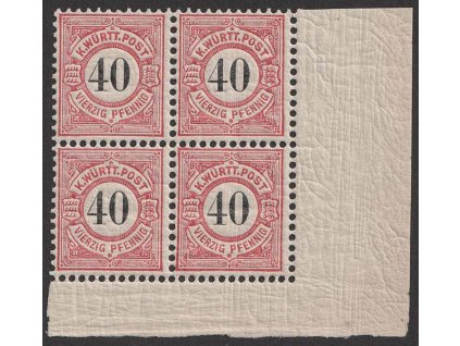 Württemberg, 1900, 40 Pf číslice, 4blok, kat. MiNr.62, **