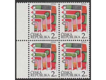 1994, 2 Kč Dětem, jasně červená, 4blok, Nr.41a, **