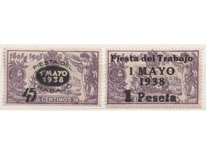 1938, 45C/15C-1Pta/15C série Den práce, Nr.708-9 **