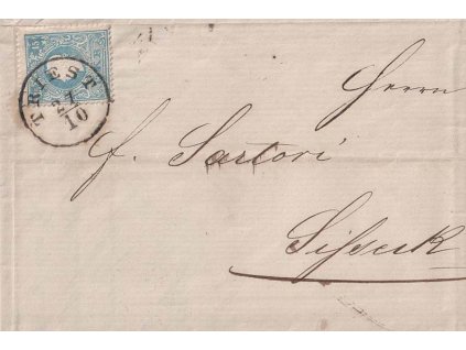 1860, DR Trieste, skládaný dopis zaslaný do Sissek