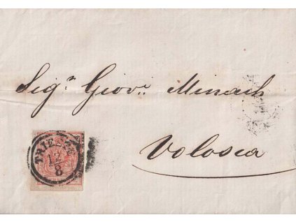 1854, DR Trieste, skládaný dopis zaslaný do Volosca
