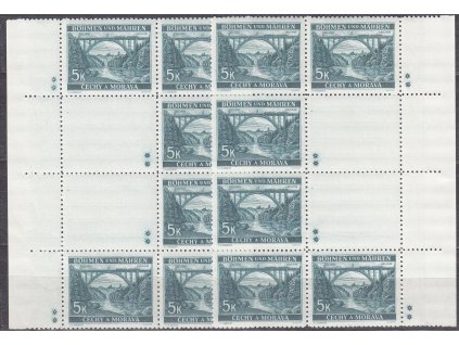 1940, 5K Bechyně, svislé L+P podkovy, 2 křížky, Nr.45, **