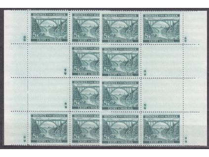 1940, 5K Bechyně, svislé L+P podkovy, 2 hvězdičky, Nr.45, **