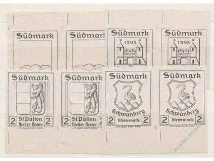 Sudmark, 2h Znaky, 1905, 4 ks 2pásek ZT, (*)