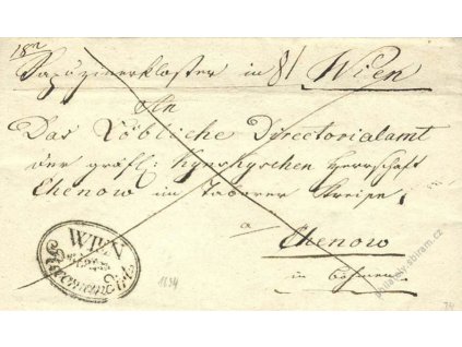 Wien, Reccomandiert, skládaný dopis z roku 1834