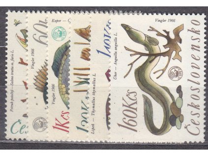 1966, 30h-1.60Kčs Ryby, série, Nr.1517-22, **