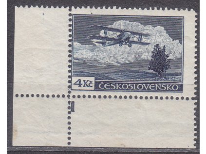 1930, 4Kč modrá, rohový kus s DČ 1, Nr.L11, **, ilustrační foto