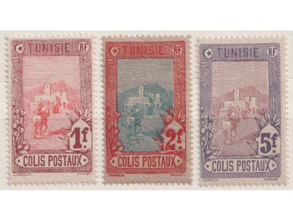 Tunis, 1906, 1, 2 a 5 Fr Paketmarken, MiNr.8-10, **