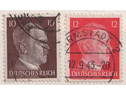 1942, 10-12 Pf série Hitler, MiNr.826-27, razítkované