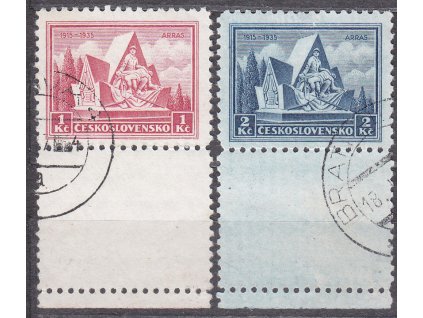 1935, 1-2Kč Arras, dolní kupony, Nr.289-290, razítkované, ilustrační foto