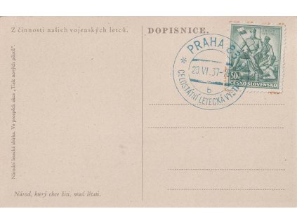 1937, Praha, Celostátní letecká výstava, pohlednice