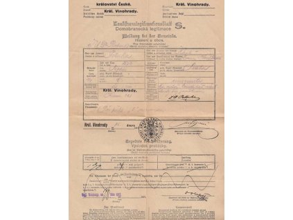 Domobranecká legitimace z roku 1917, Král. Vinohrady, A4