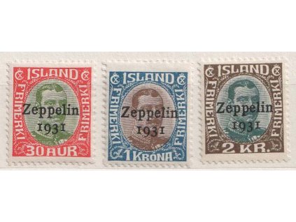 1931, 30A-2Kr série Zeppelin, MiNr.147-49, těžké *