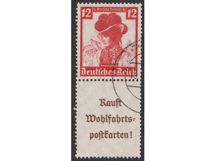 1935, 12 Pf Kroje, soutisk s kuponem, Nr.S241, razítko