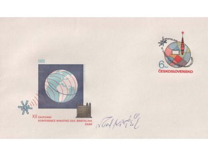 Kovařík, podpis na celinové obálce z roku 1980