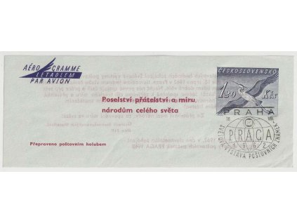 CHP 1 1.20 Kčs Pigeongram Volavka, pamětní razítko, ilustrační foto