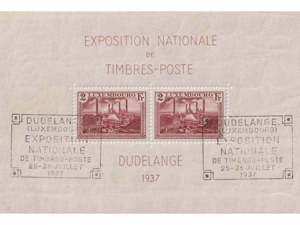 1937, 2 Fr Výstavní aršík, razítko FDC 25.7., MiNr.Bl2