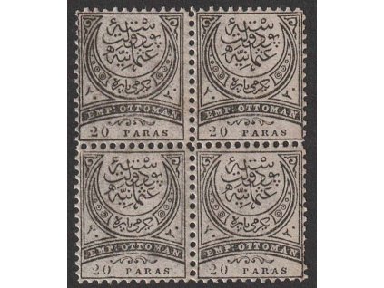 1880, 20 Pa Znak, doplatní, 4blok, MiNr.16A, **