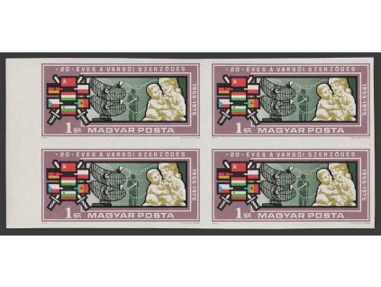 1975, 1 Ft nezoubkovaný 4blok Kosmos, Nr.3088B, **