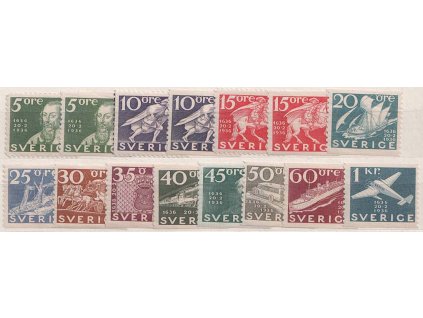 1936, 5 Ö - 1 Kr Výročí švédské pošty, MiNr.227-38, **